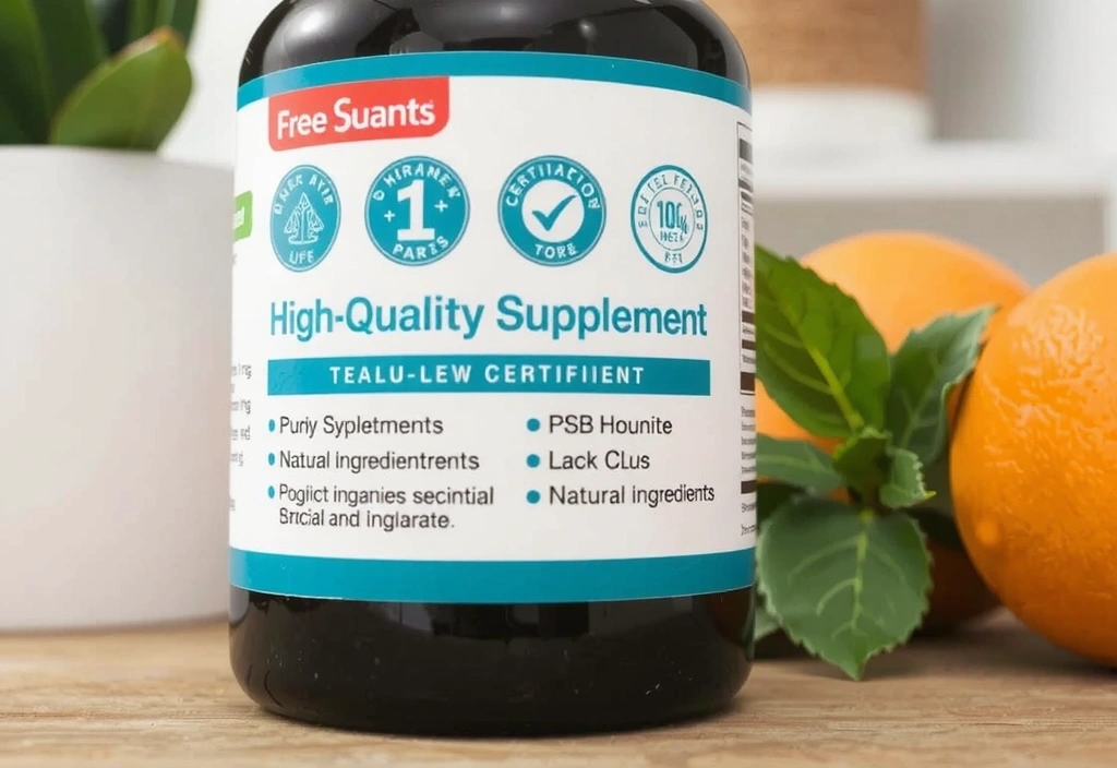 Etiqueta de producto de calidad con sellos de certificación